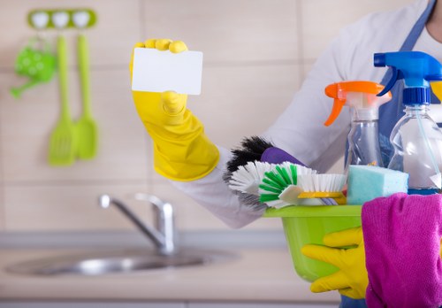 Carpet cleaning team following health and safety procedures