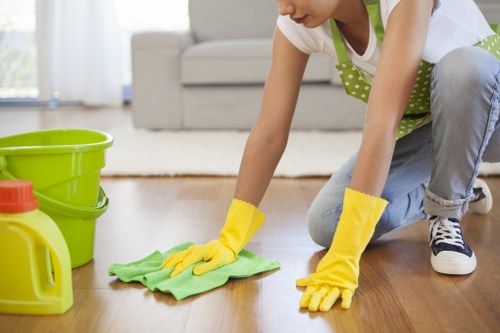 Supervisor reviewing carpet cleaning safety procedures
